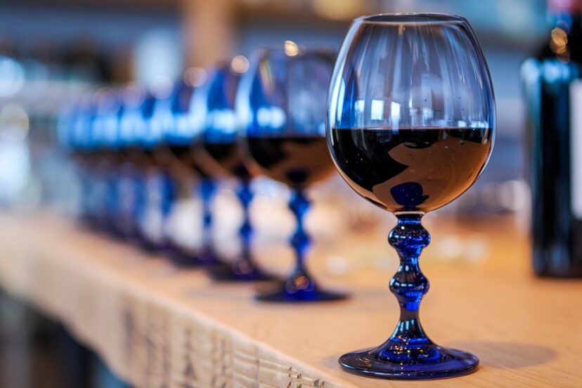 blue wine glasses